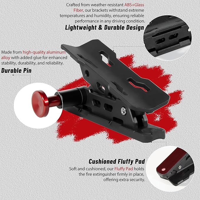 Quick Release Fire Extinguisher Mounts - 2-Pack Car Fire Extinguisher Holder Brackets for Vehicle Jeep Wrangler JT, TJ, JL, JKU, UTV, Polaris RZR, Ranger, Can-Am X3, Yamaha – Corrosion-Resistant