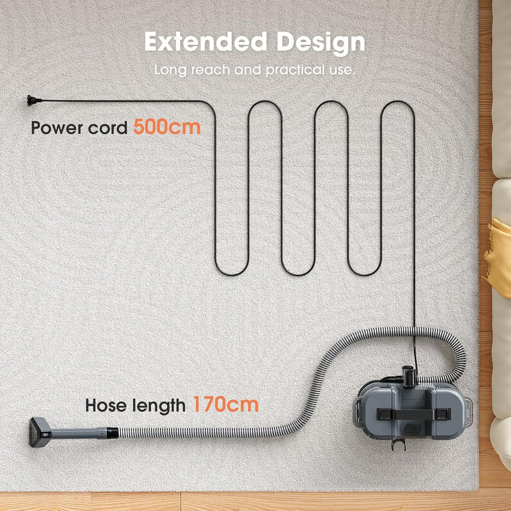 Upholstery Cleaner Machine - 13.5Kpa Suction Couch Cleaner Machine, Handheld Portable Carpet Cleaner with Self-Cleaning and 450W Motor for Pet Stain, Couch, Stair, Car and Area Rug (Grey)