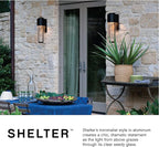 Hinkley Shelter Medium Outdoor LED Wall Mount Lantern - Minimalist Style, Dark Sky-Compliant, Solid Aluminum/Clear Seedy Glass - Buckeye Bronze