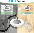 2025 Upgraded Gen 2 Spin Mop and Bucket Set with 4 Swivel Wheels for Easy Rolling, Separates Clean & Dirty Water, Floor Mop with 6 Washable Mop Heads for Wood, Tile, Vinyl, Baseboards - Pink