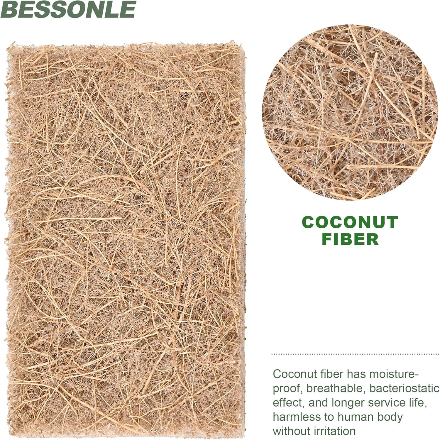 24 Pack Natural Scrub Kitchen Sponges - Coconut Husk Non Abrasive Scouring Pads - Multipurpose Scrubbing for Dishes - Heavy Duty Dishes, Pan and Pot Scrubbers for Kitchen Non Scratch