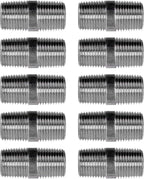 PIPE DÉCOR 1/2" x 1.5" Malleable Cast Iron Pipe Nipple, Pre Cut Connectors, Industrial Steel Grey Fits Standard Half Inch Black Threaded Pipes Nipples and Fittings, Vintage DIY Furniture, 10 Pack