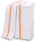 60 PC New Cotton Blend White Restaurant Bar Mops Kitchen Towels (5 Dozen) (60, Gold Stripe)
