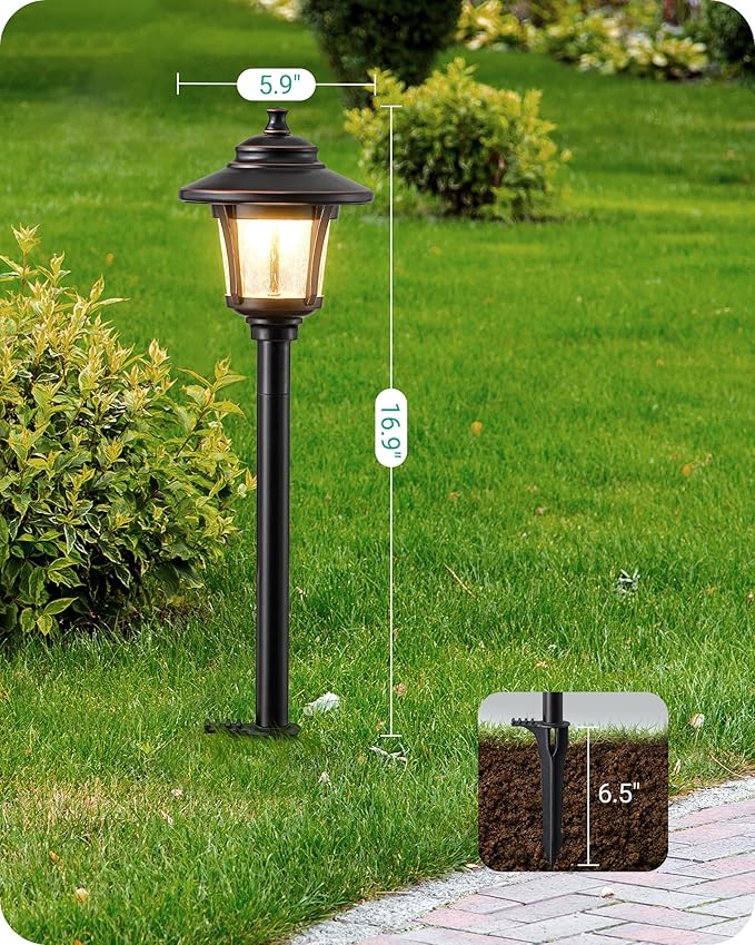 EDISHINE Low Voltage Pathway Lights Wired, 12V 3W 120LM 3000K Seed Glass Outdoor Landscape Lighting with Connectors, ORB Waterproof Electric LED Landscape Path Lights for Walkway Garden Yard, 10 Pack