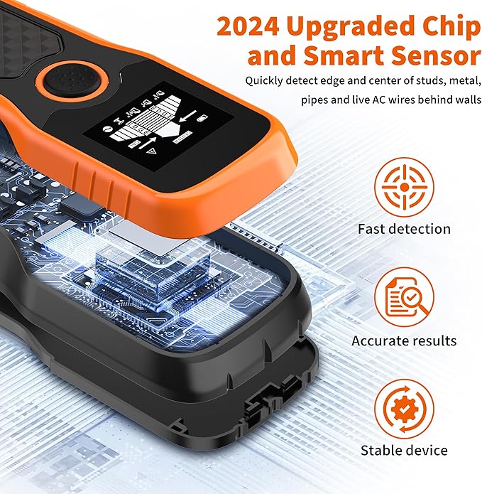 Stud Finder Wall Scanner 5-in-1 - Detector for Wood, Metal, Joists, Pipes, and AC Wires, Upgraded New version Intelligent Chip, High-Definition LCD Display Screen & Audible Alarm