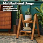 Taranta 2 Step Ladder,Aluminum Lightweight Folding 2 Step Stool with Anti-Slip Wide Pedal, 330lbs Capacity Step Ladder for Household,Kitchen,Office - Woodgrain