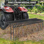 72 Inch 3 Point Tractor Rake, Pine Straw Needle Rake, Durable Powder Coated Steel Spring Landscape Rakes Fit for Cat0,Cat1,Black