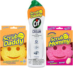 Scrub Daddy Sponges + Scrub Mommy + Cif All Purpose Cleaner, Original - Non Scratch Sponges for Kitchen + Bathroom - Scrubber and Multipurpose Cleaner Cream - Cleaning Supplies Kit