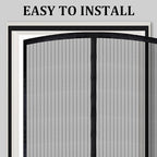Magnetic Screen Door - Self Sealing, Heavy Duty, Hands Free Mesh Partition Keeps Bugs Out Let Breeze in- Pet and Kid Friendly - Keep Open Feature (Black, Fit Door Size 32 x 80 Inch)