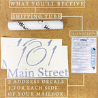 VWAQ Mailbox Address Decal Set of 2 - Insert Street Name & Address Personalized Decals CMB7 (Silver, 12"W X 4"H)