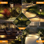 XMCOSY+ Solar Pathway Lights Outdoor, 25 LM LED Garden Lights with Seed Glass, 2-Tone/Colour, Waterproof Solar Powered Decorative Lighting for Yard Landscape Driveway Walkway (Warm White)