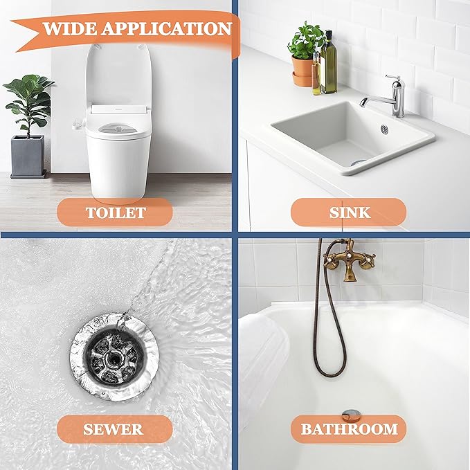 8 Pack 25inch Drain Snake Clog Remover, Drain Hair Remover, Sink Snake Drain Auger Cleaner Tool For Bath Tub, Toilet, Kitchen Sink, Sewer