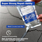 Concrete Crack Filler and Sealant, Quick Drying High Elasticity Cement Crack Filler, Waterproof Repair, Self-Leveling Concrete Slab Repair for Driveway, Patio (Black, 17.64 OZ)