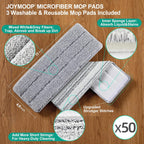 JOYMOOP Flat Mop Pads, Microfiber Mop Cleaning Pads, Washable Pads, Pads Replacement Flat Mop or Mop Bucket Set, Pack of 50 Refills 13inch - Grey and Stripe