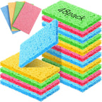 Zhengmy 48 Pieces Kitchen Sponge Bulk Natural Sponges for Dishes Compressed Wood Pulp Sponges Cleaning Sponge Without Scratching for Kitchen Bathroom, 3.9 x 2.4 x 0.12 Inch (Multicolor)