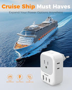 TESSAN Switzerland Travel Plug Adapter, Type J Switzerland Power Adapter with 4 Outlets 3 USB (2 USB-C), Swiss Plug for US to Rwanda Jordan Liechtenstein Madagascar, Travel Essentials