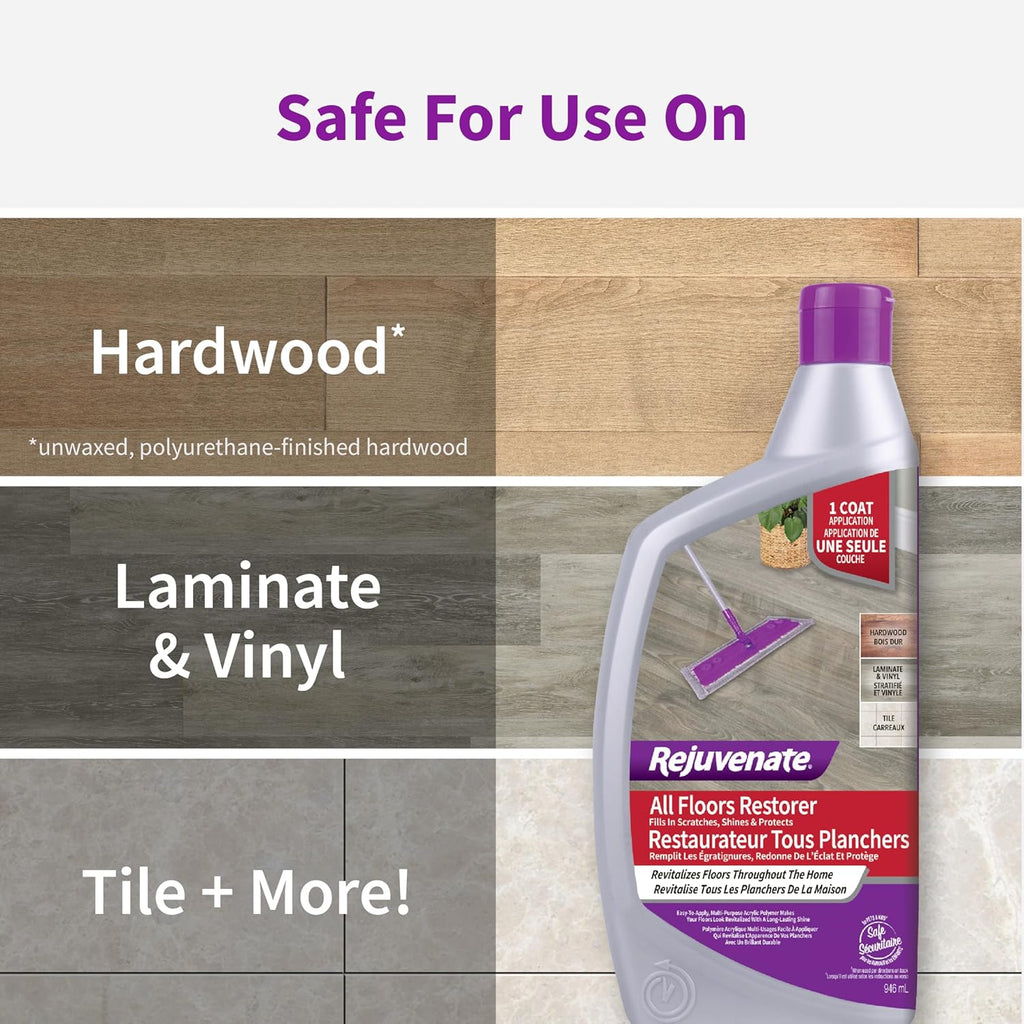 Rejuvenate All Floors Restorer Fills Scratches, Shines And Protects All Floor Types, Including Hardwood, Laminate, Vinyl And Tile, 32 Ounces, 6 Pack