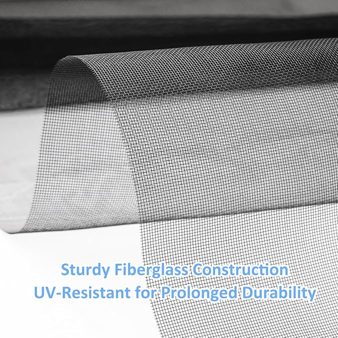 40"x118" Window Screen Mesh, Fiberglass Window Screen, Screen Door Mesh, Windows Screens and Screen Door Replacement, Patio Screen Mesh- Black