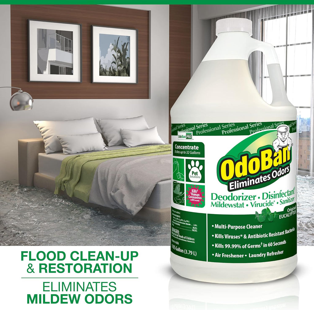 OdoBan Professional Disinfectant and Odor Eliminator Concentrate, 4 Gallons, Original Eucalyptus Scent