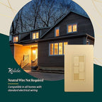 TOPGREENER Elite Series Kalide Dual Load Dimmer Light Switch, Double LED Dimmer Switch, Full Range Dimming, Single Pole, 120VAC, 60Hz, 200W LED/CFL, Neutral Wire Not Required, TGDDS-GD, Gold