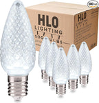 HLO Lighting Set of 500 Cool White C9 Faceted LED Christmas Light Bulbs for Indoor & Outdoor Use | Durable Replacement Bulbs