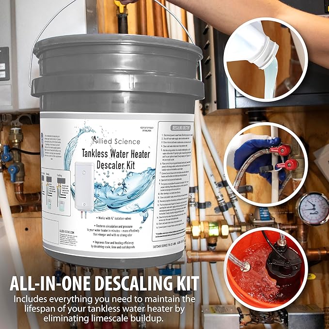 Tankless Water Heater Flush Kit with Gallon Concentrated Vinegar, Dilutes to 4 Gallons