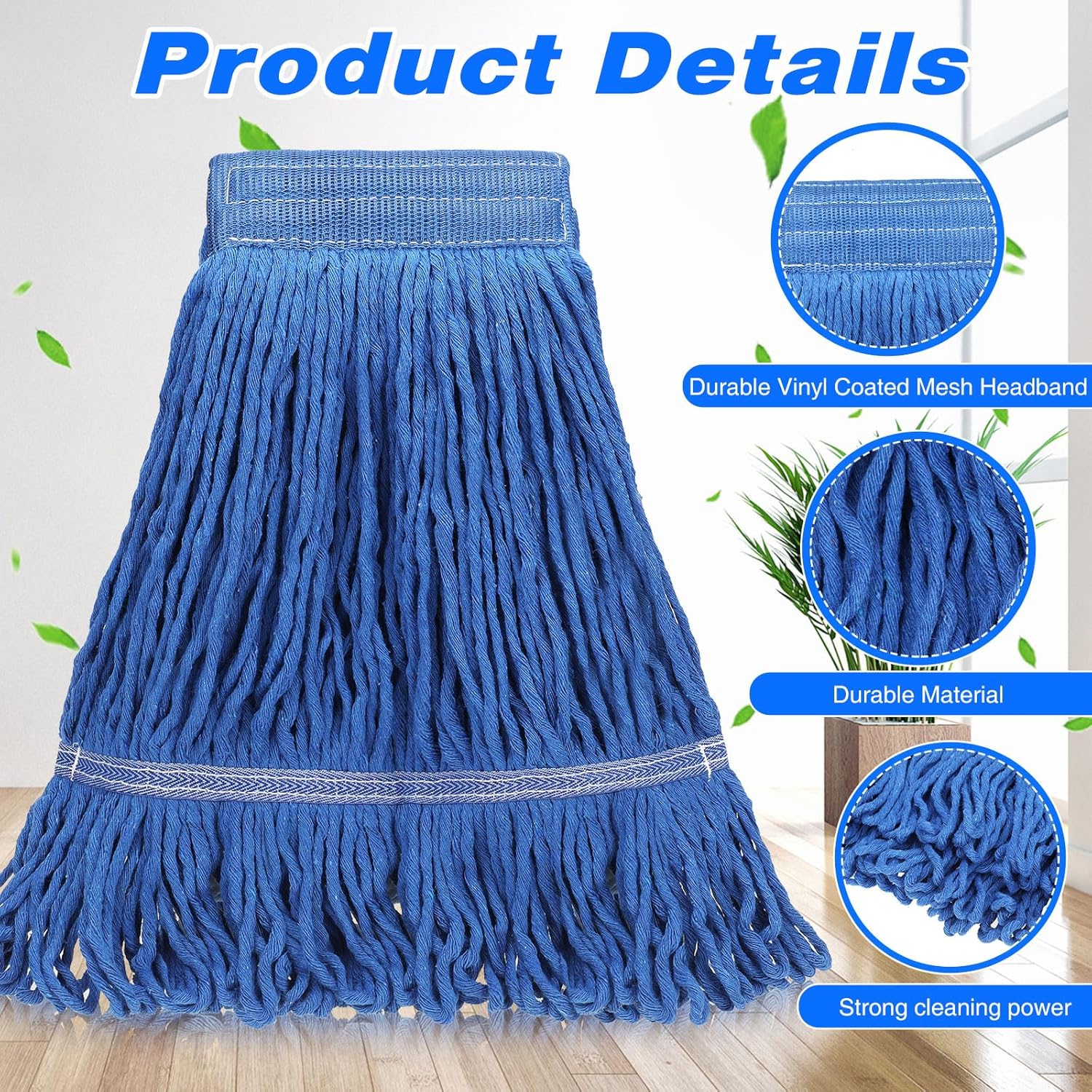 Roshtia 30 Pieces Commercial Mop Head Replacement Floor Cleaning Wet Mop Heads Heavy Duty Large Cotton String Sweeper Refills for Industrial Home Use (Multicolor)