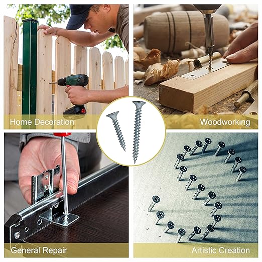 High Hardness Wood Screws Assortment Kit, 209 pcs, Phillips Drive Flat Head, Wood Screws, Screws, Drywall Screws, Assorted Screws, Screws Set, 6 Sizes (2”,1-1/2”,1-1/4”,1”,3/4”,1/2”)