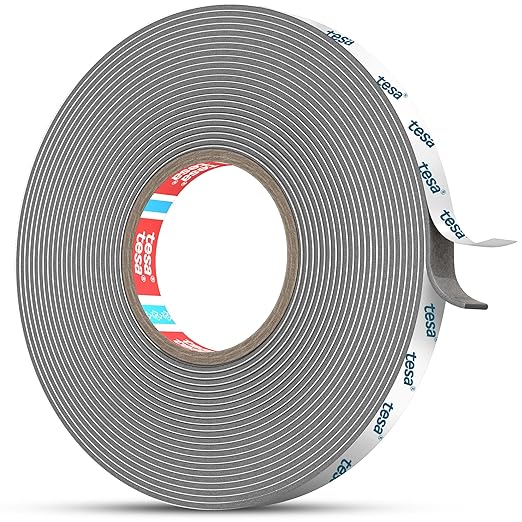 Tesa Double Sided Tape Heavy Duty 0.4in x 36ft 6703, Adhesive Mounting Tape Waterproof, Strong Foam Tape for Walls, Extreme Temp Resistant No Residue Removal Two Sided Tape for Auto, Home, Office