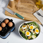 COOK WITH COLOR 6-Egg Capacity Egg Cooker – For Soft, Medium, Or Hard-Boiled Eggs, Rapid Cook Time, Auto Shut-Off & Boil-Dry Protection – Includes Tray, Measuring Cup & Lid – 210W Egg Maker, Navy