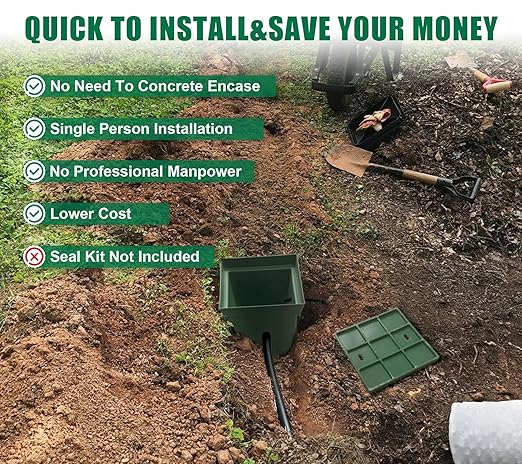 Underground Splice Box 12.5x12.5x14.3in Electrical Junction Boxes W/FRP Inspection Cover Deep Enclosure Pit Precast PE Pull Distribution Pit Access Drillable Tapered Cable Wiring Connection
