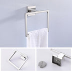 LANC Hand Towel Rings for Bathroom Wall Mount Chrome Polished Square Hand Towel Holder for Lavatory Bathroom Hardware Accessories Stainless Steel Modern Style Shower Towel Towel Racks Hanger, A8896CP