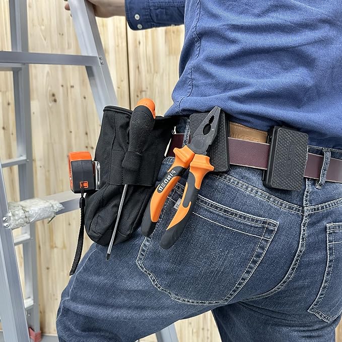 MUTUACTOR 1 PCS Magnetic Tool Belt Clip,Anti-Slip Heavy-Duty Magnetic Mount Tool Belt Holster,Quickly Access Rubber Coated Magnetic Belt Clip for Organizing Screwdrivers Hammers Wrenchs
