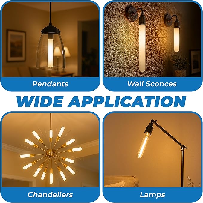 OHLECTRIC T9 LED Tubular Bulbs (1-Pack) 5W (40W Equivalent) 11" Frosted Tubular Bulb 400 Lumens, 3000K Soft White, E26 Medium Base, Dimmable, Wet Rated, Filament Style, Replacement for Bulbrite 776728