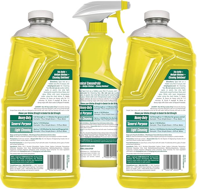 Simple Green All Purpose Cleaner Spray and Refill, Green, 3 Piece Set, 1 Count (Lemon)