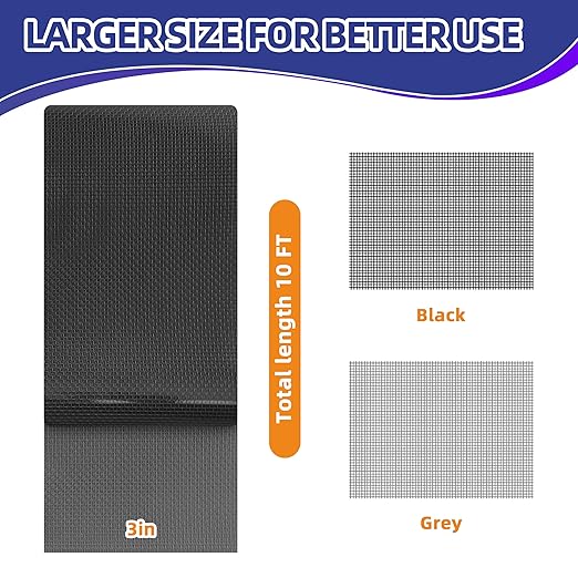 KING MOUNTAIN Black Window Screen Repair Tape,3inX10FT Heavy Duty Screen Repair Kit for Window Screen and Screen Door,Strong Adhesive & Waterproof Window Screen Patch