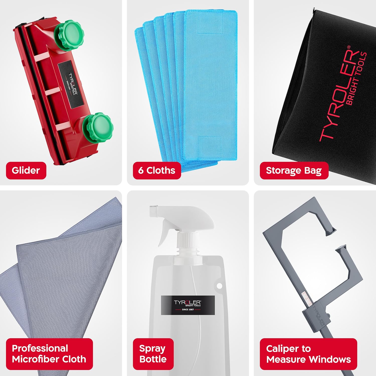 Tyroler Magnetic Window Cleaner Tool | The Glider D4 Window Cleaning Tool Fits Windows 0.1"-1.6" Thick | All-in-One Window Cleaning Kit | Magnetic Glass Cleaner Tool | Magnet Window Cleaner Tool