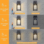 2 Pack Solar Wall Lights Outdoor Waterproof with 3 Lighting Modes & Motion Sensor, Dusk to Dawn Exterior Porch Light fixtures, Solar Wall Lantern Fixture for Garage Porch Yard Front Door