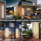 2 PACK-71inch Long Outdoor Modern LED Wall Light,Waterproof IP65 Warm White 110V led Wall Mount Lighting Fixture Rectangular Black Elegant Frosted White Acrylic Anti Rust.