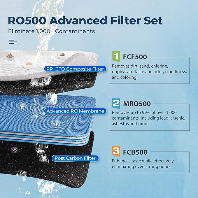 iSpring RO500-ORB Reverse Osmosis System, NSF 58 Certified, 500 GPD Under Sink RO System, Tankless Reverse Osmosis Water Filter, 2:1 Pure to Drain Ratio, White, Oil Rubbed Black Faucet