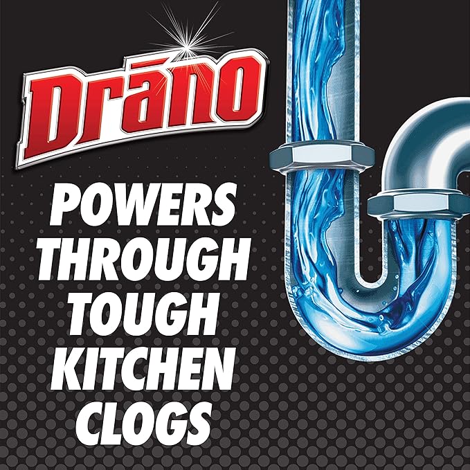 Drano Kitchen Granules Drain Clog Remover and Cleaner, 17.6 Ounce
