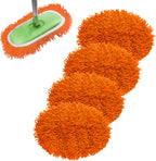 Reusable Microfiber Chenille Mop Pads Compatible with Swiffer Sweeper, Dry Sweeping Cloths & Wet Mopping Cloths, Refills for Hardwood Surface Floor Cleaning, 4 Pack (Orange)