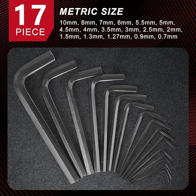 35-Piece Allen Wrench Sets Metric and Standard Hex Key Set, Allen Key Set, MM(0.7mm-10mm) SAE(0.028"-3/8), Chrome Vanadium Steel