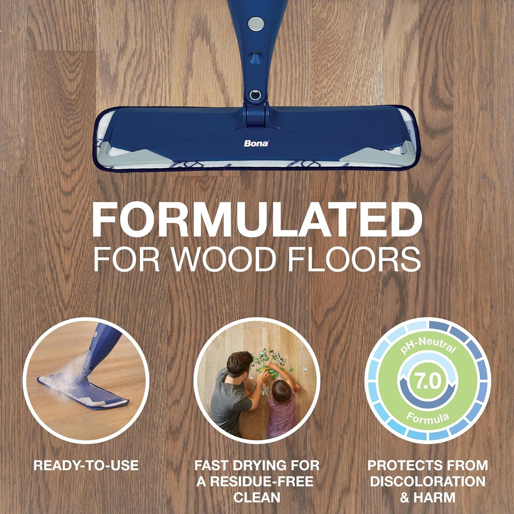 Bona Hardwood Floor Cleaner Refill - 96 fl oz - Unscented - Refill Spray Mops and Spray Bottles - Residue-Free Floor Cleaning Solution for Wood Floors