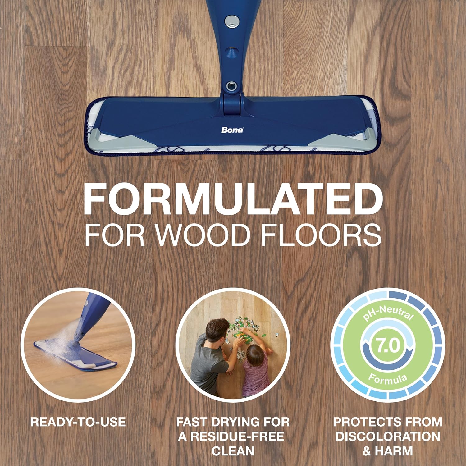 Bona Hardwood Floor Cleaner Refill - 96 fl oz - Unscented - Refill Spray Mops and Spray Bottles - Residue-Free Floor Cleaning Solution for Wood Floors