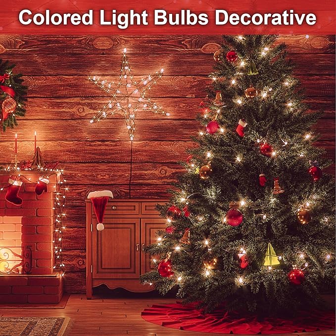 4 Pack 3.2 Inch T10 Pink Light Bulb, E26 Base Edison Bulbs Dimmable, AC 120V 60 Watt Equivalent Clear Glass Filament Bulb, Halloween Christmas Party Bar Colored Light Bulbs, UL Listed