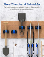 Ski Wall Mount, Ski Snowboard Storage Rack Tool Organizers Wall Mount, Ski Storage Rack for Garage Organizer, Fits Any Ski or Snowboard, Heavy Duty Nonslip Snowboard Wall Storage Rack - Blue