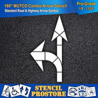 Pavement Stencils - 160 inch - Straight & Turn Combo Arrow KIT for MUTCD, FHWA, Road & HWY DOT - (3 Piece) - 160" x 90" x 1/8" (128 mil) - Pro-Grade