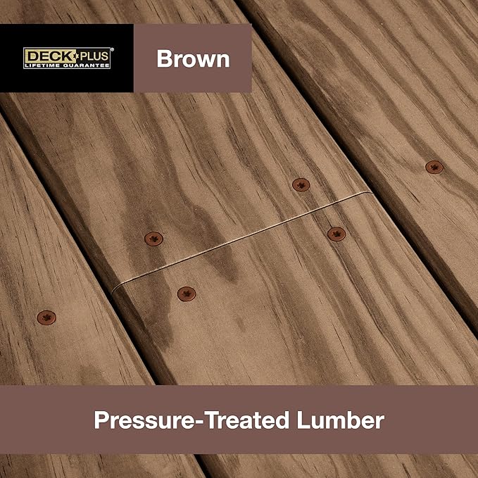 Deck Plus 1-1/4 Inch Epoxy Coated Exterior Wood and Fence Screws #8 x 1-1/4" Torx/Star Drive Included Coarse Thread, Outdoor Rust Resistant Decking Screw, Brown, 5 lb Box, 930 Pieces | 49001