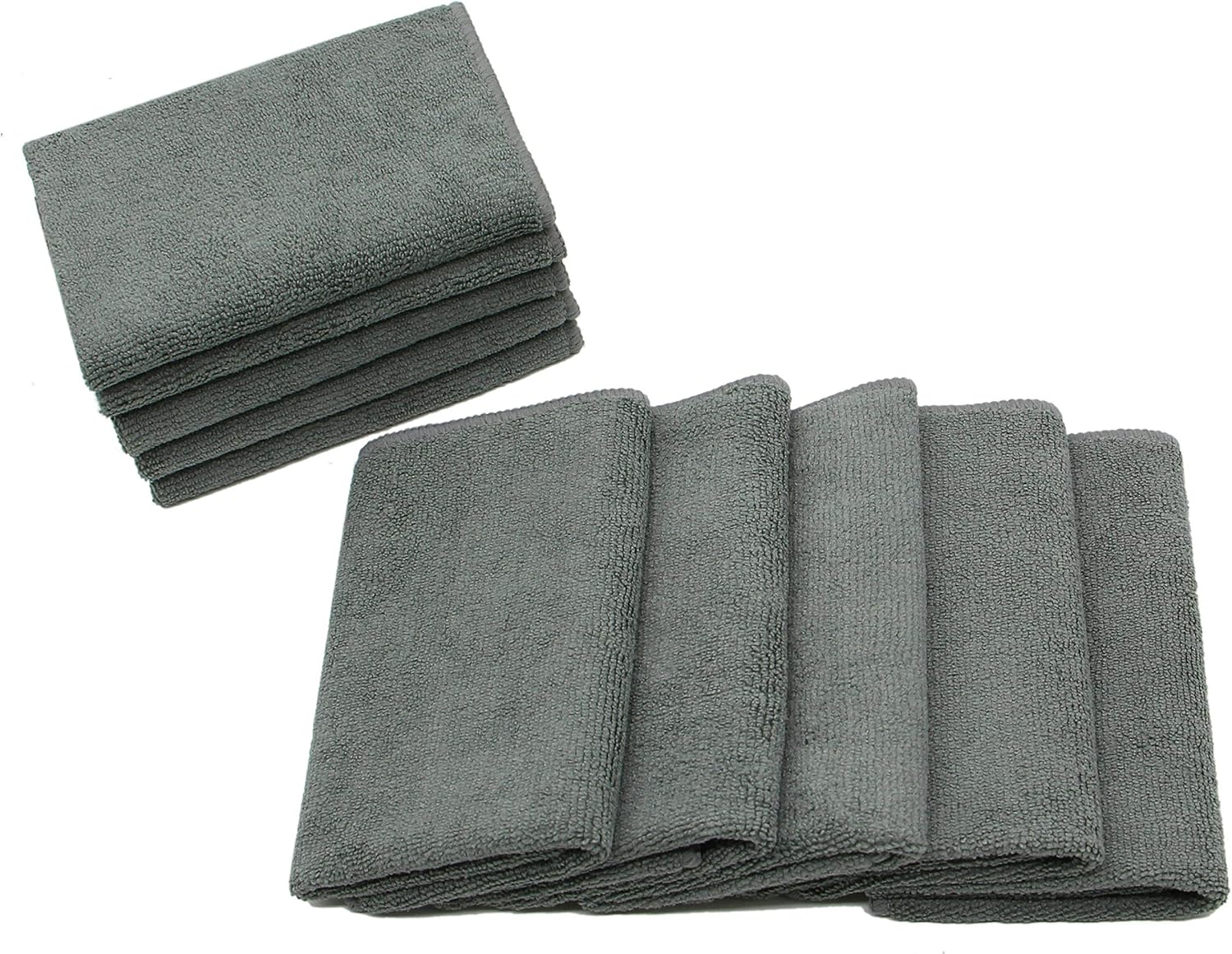 Microfiber Dish Cloths Ultra Absorbent Kitchen Dish Rags for Washing Dishes Fast Drying Cleaning Cloth 12InchX12Inch 10 Pack Gray